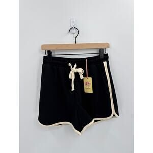 Entro Black Athletic Lounge Shorts Contrast Trim Drawstring NWT Size Small